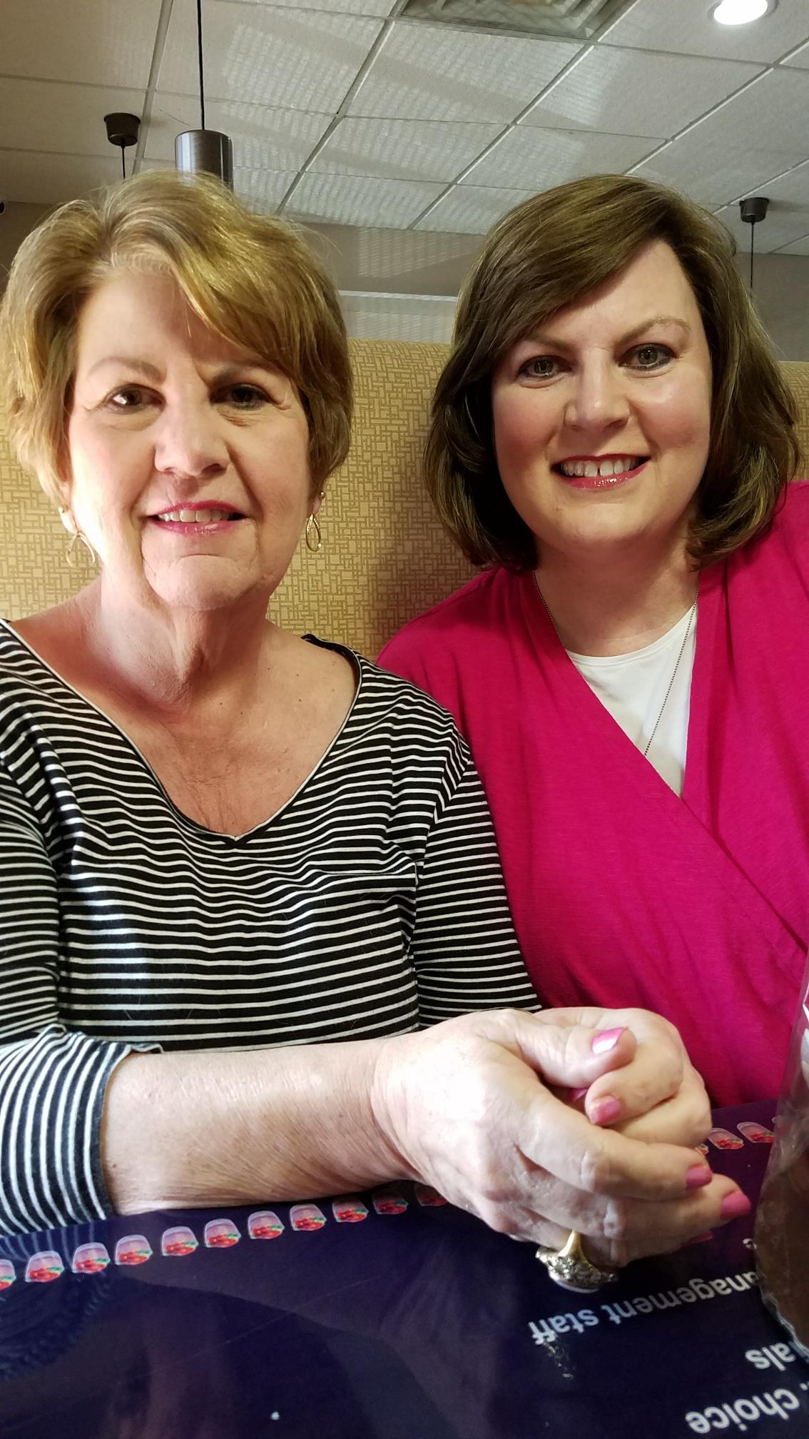Two women sitting on a couch