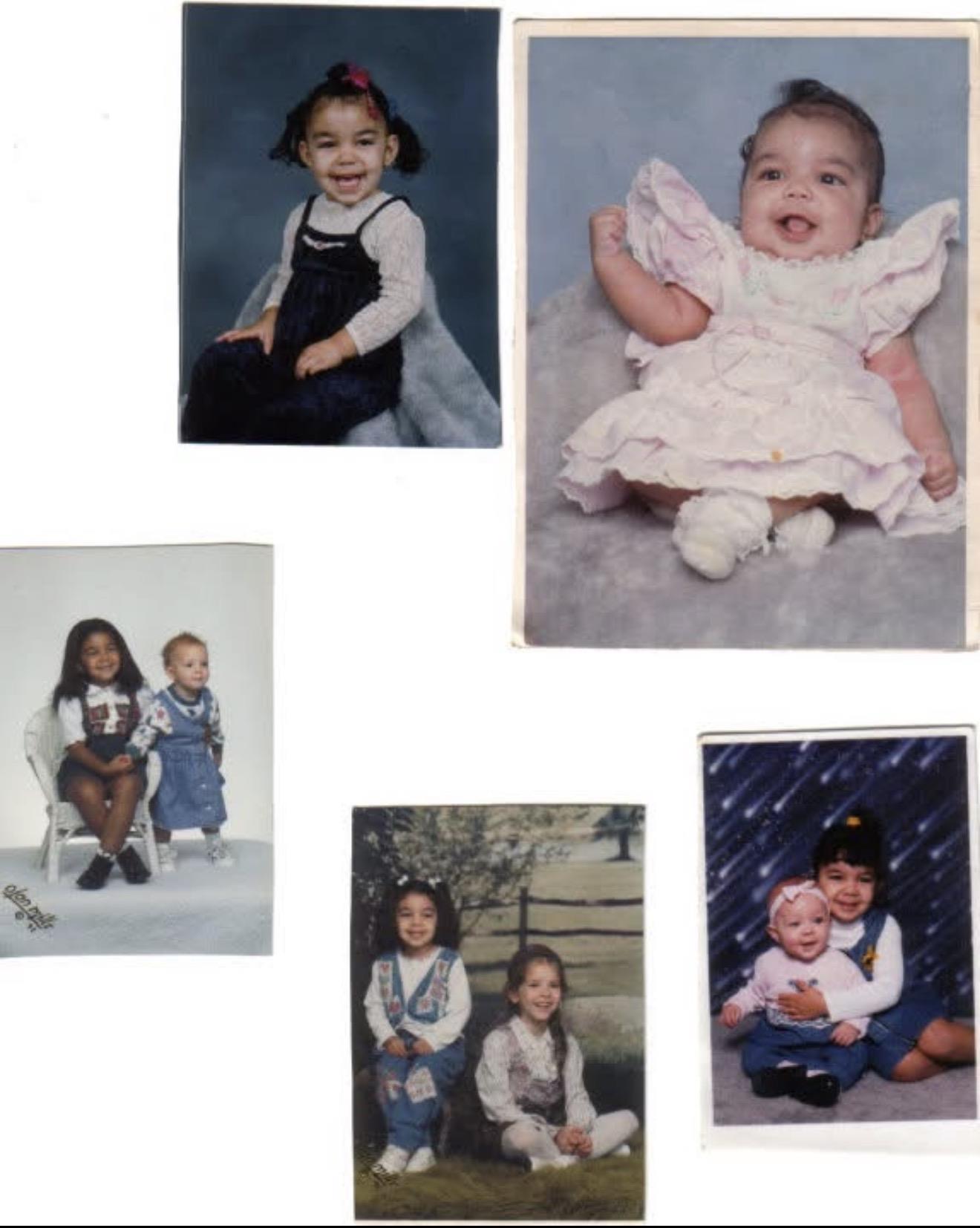 A group of photos of a child