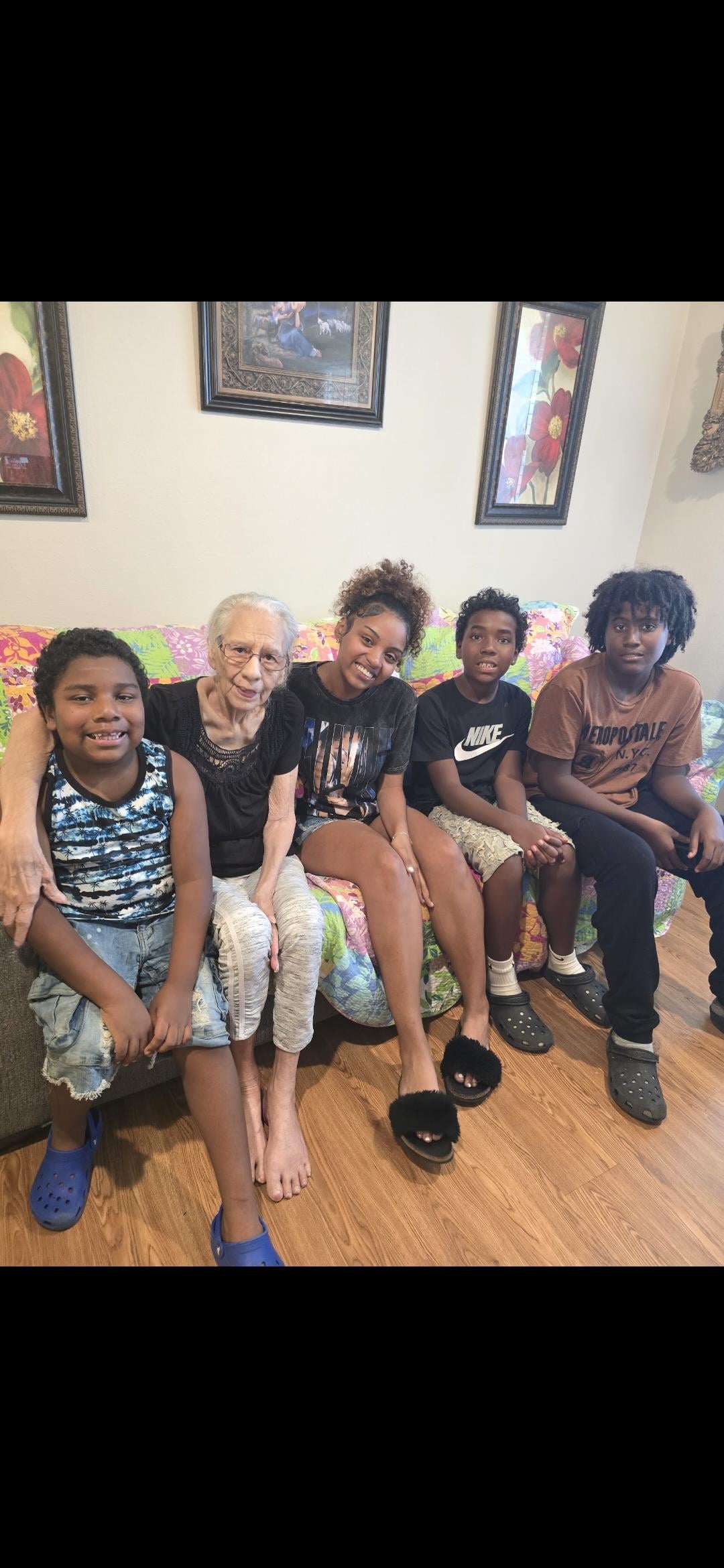 A group of people sitting on a couch