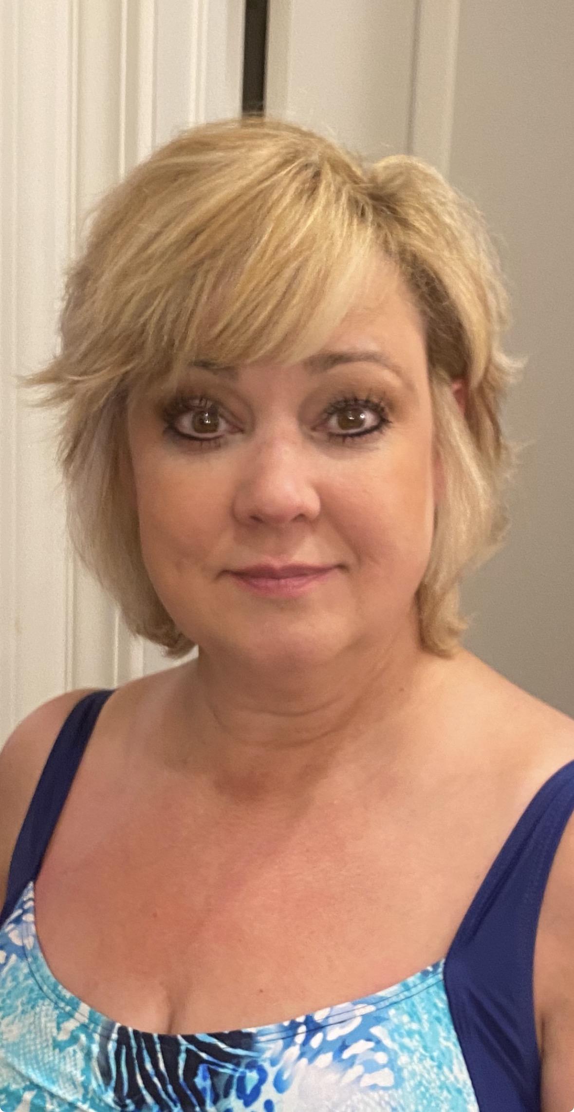 A woman with blonde hair