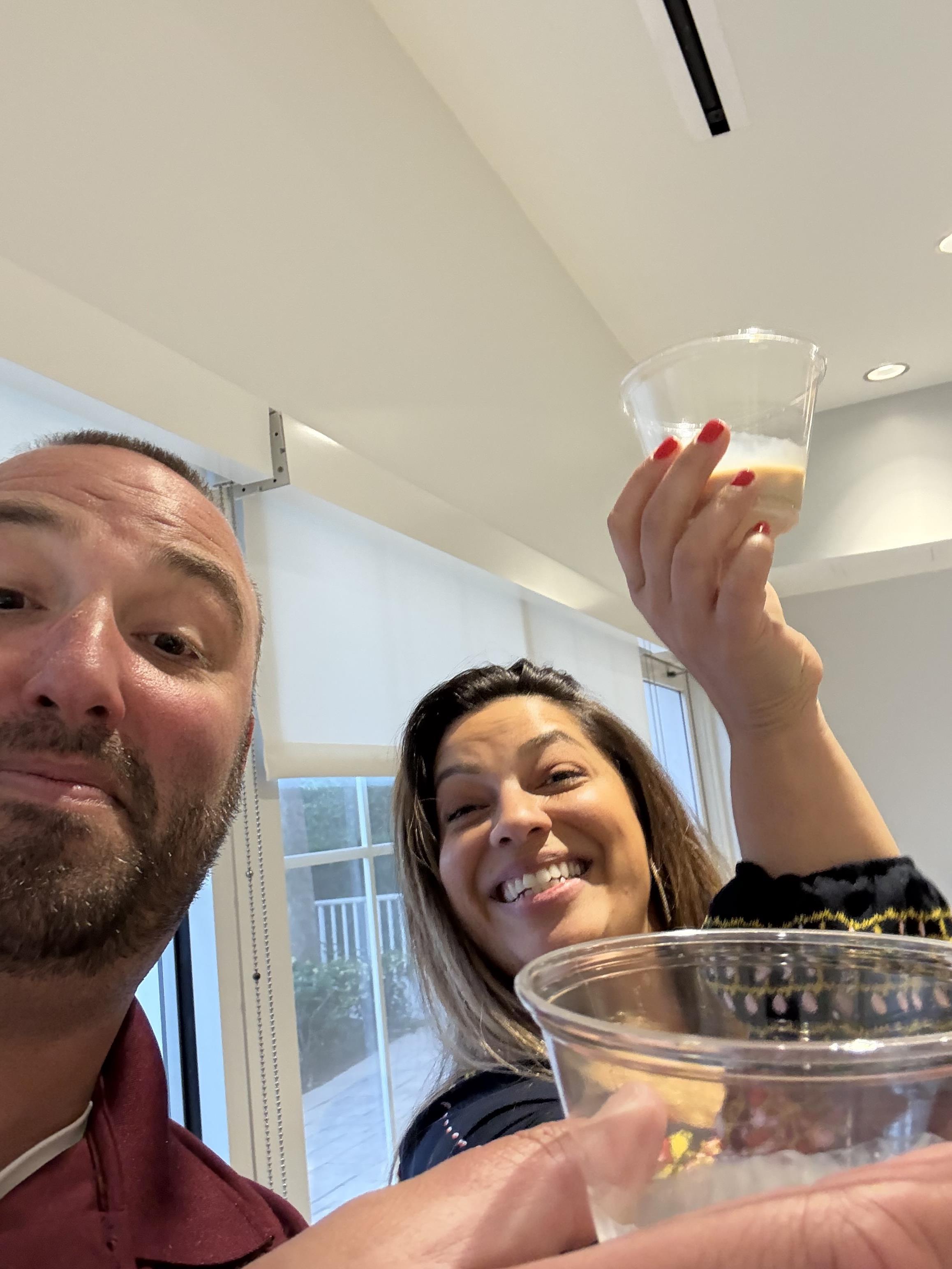 A man and woman taking a selfie