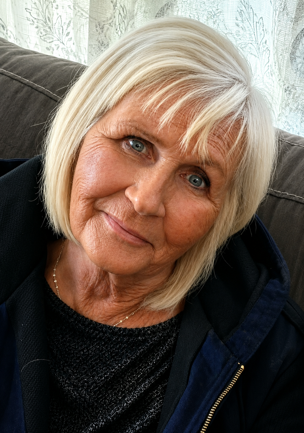 A woman with blonde hair