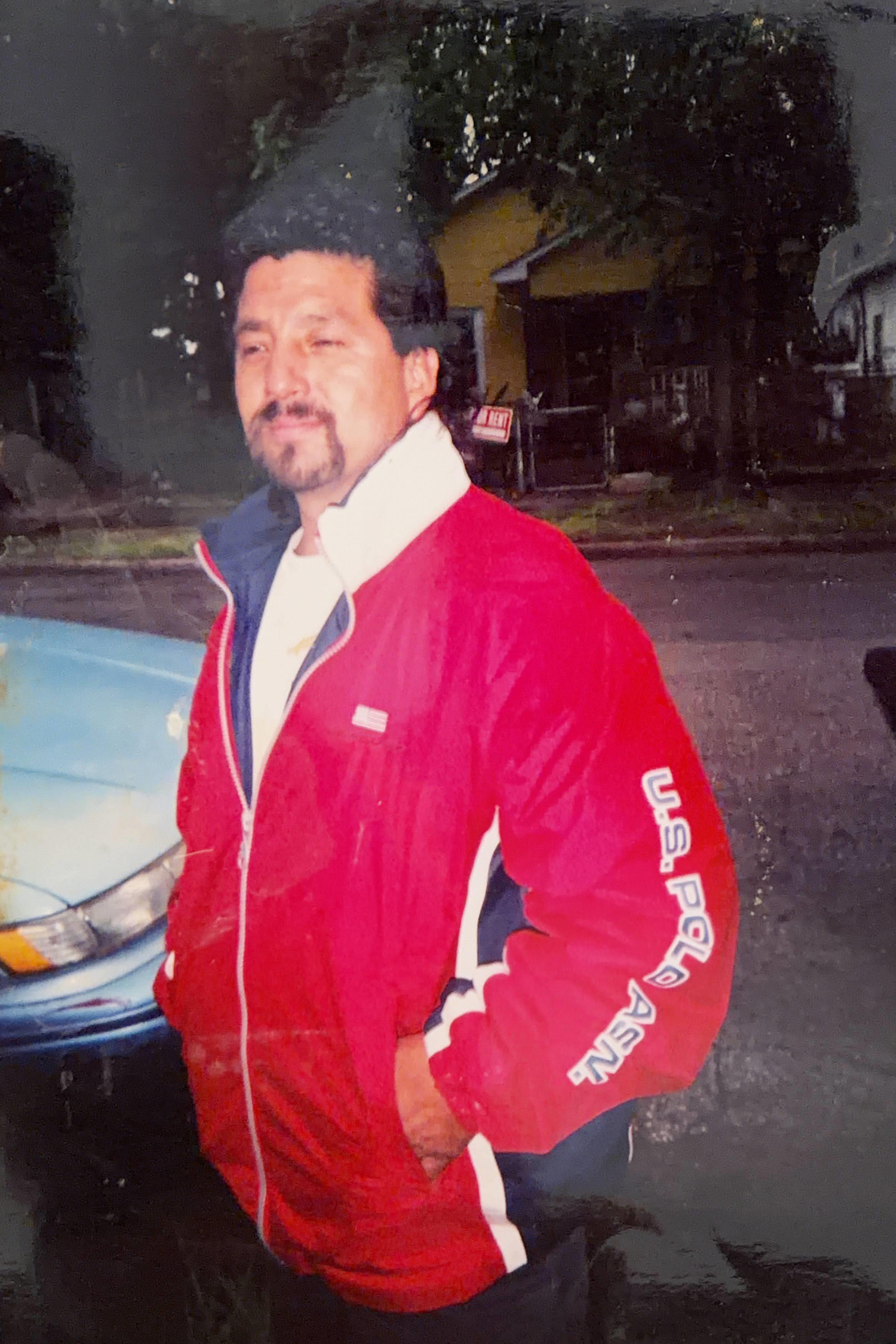 A man in a red jacket