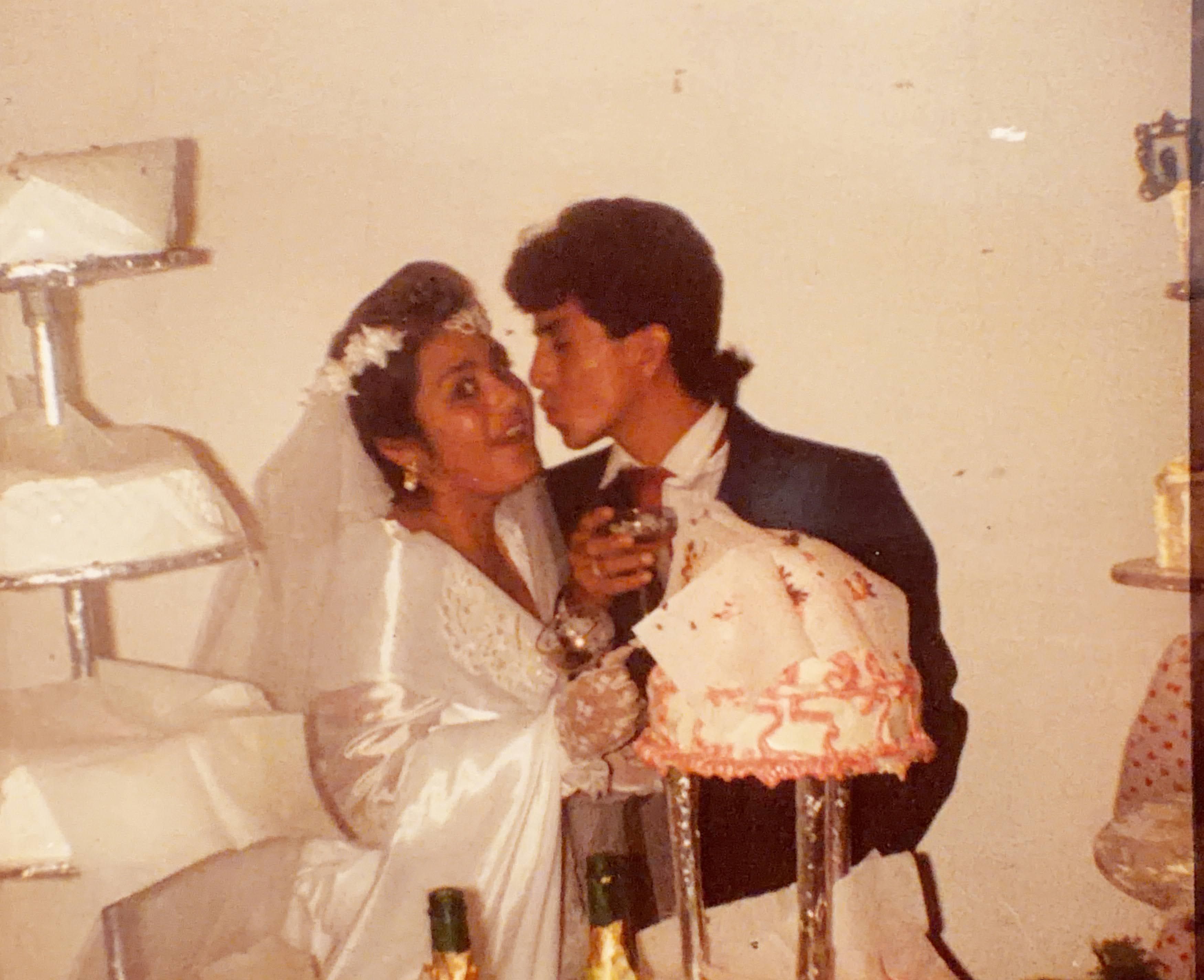 A man and woman kissing