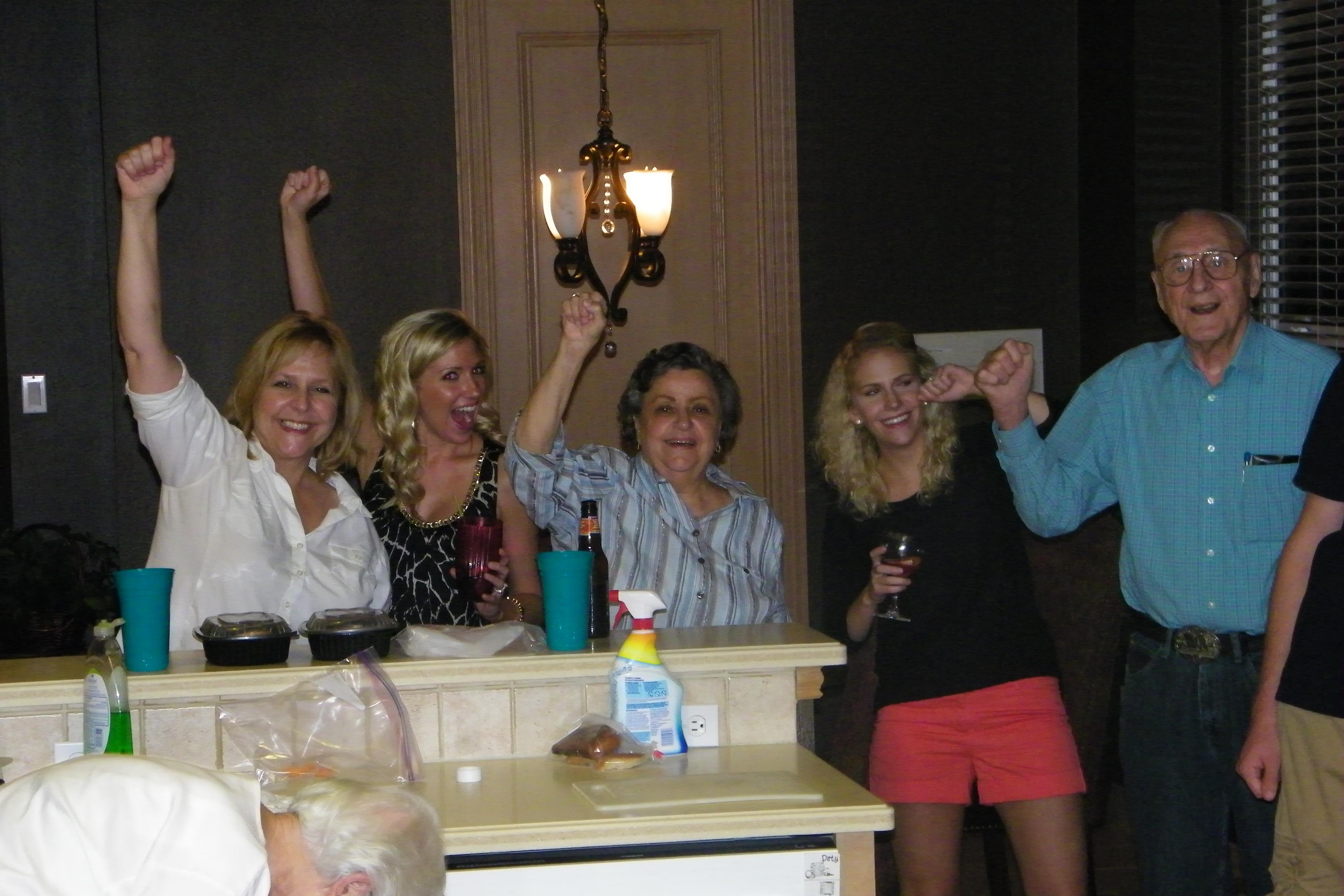 A group of people standing in a room