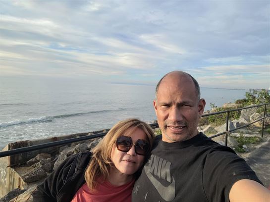 A man and woman taking a selfie