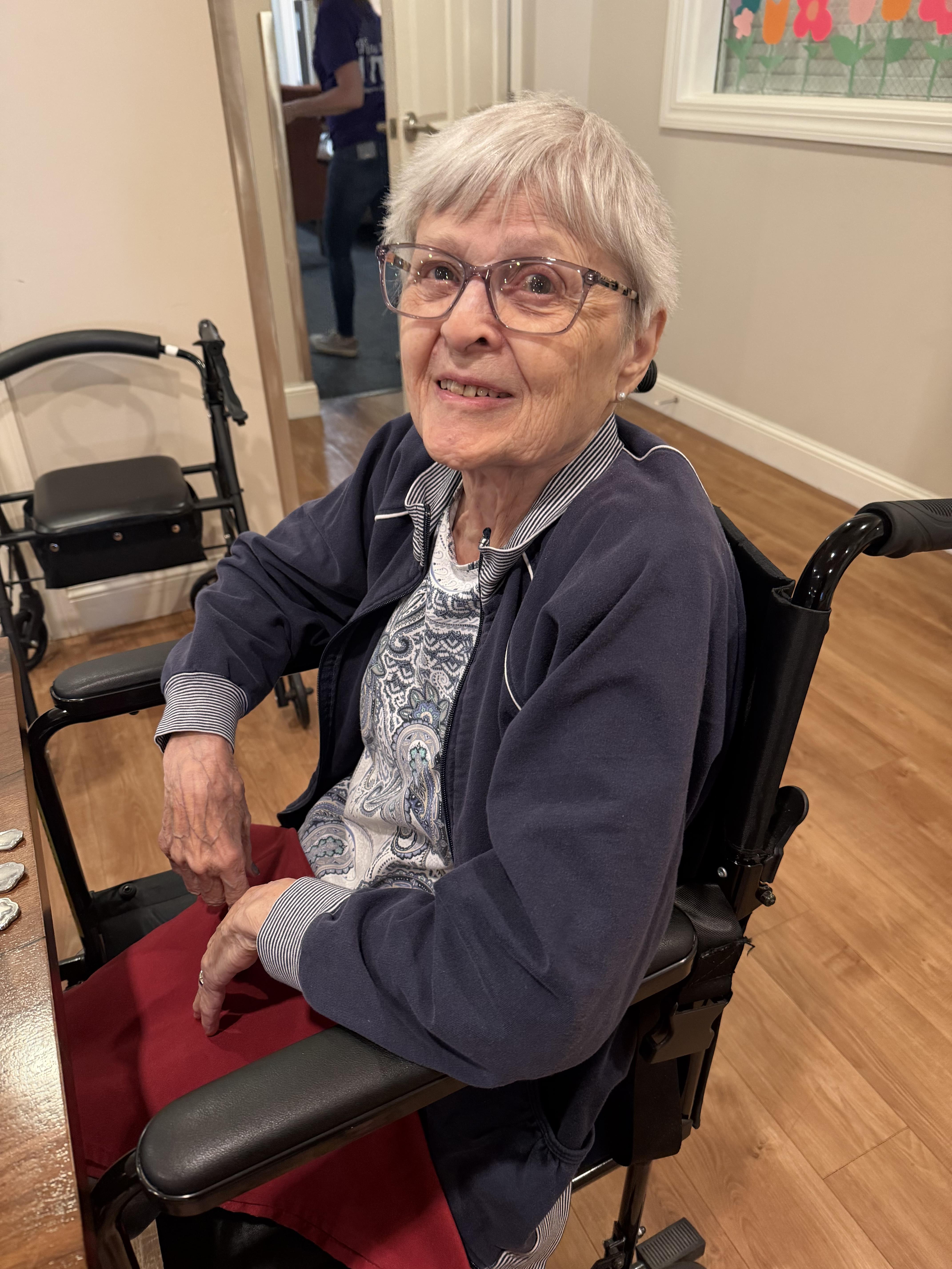 A woman in a wheelchair