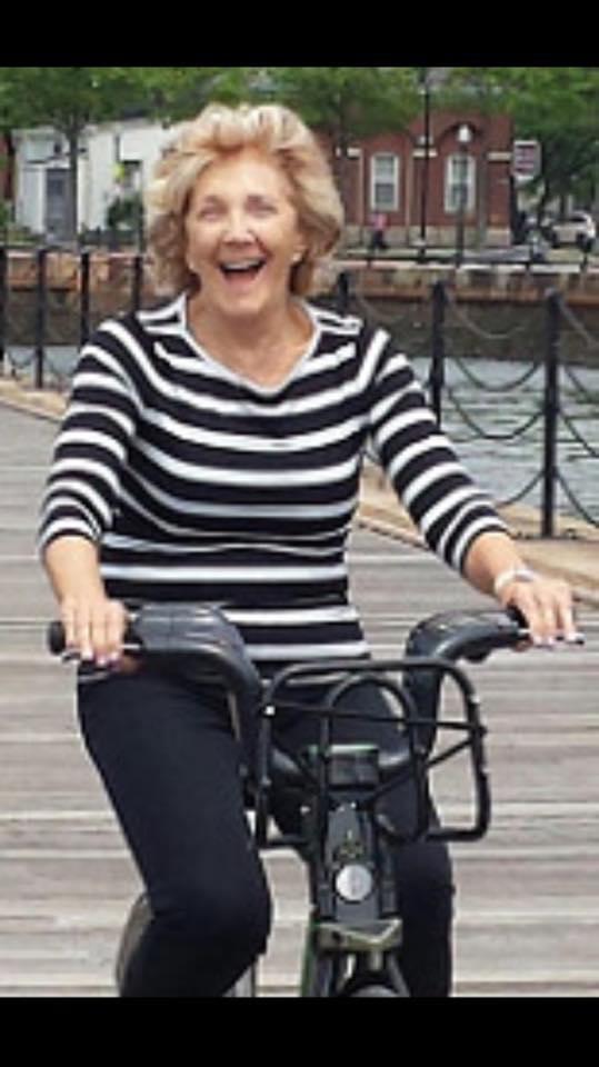 A woman on a bike
