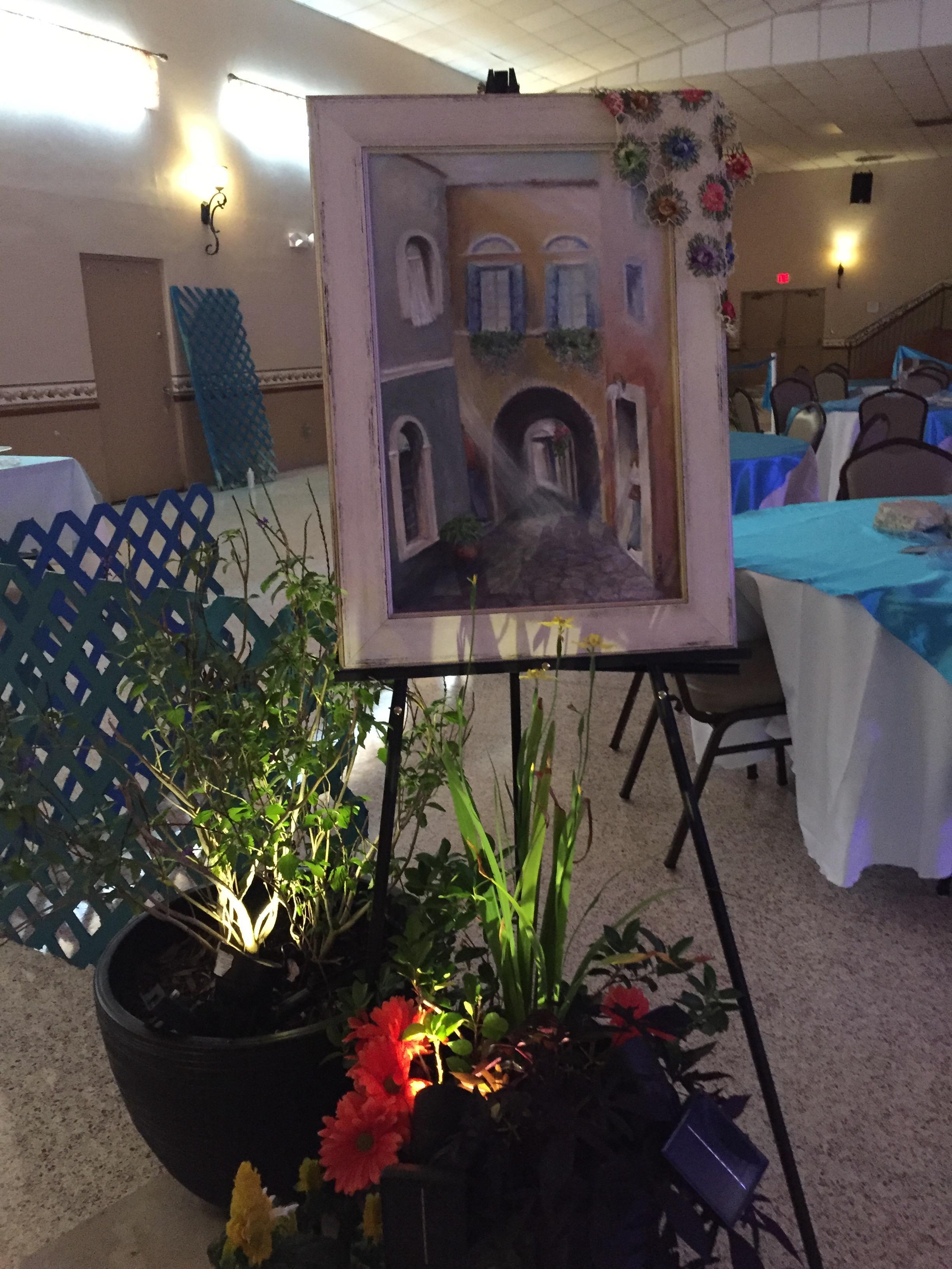 A painting on a stand