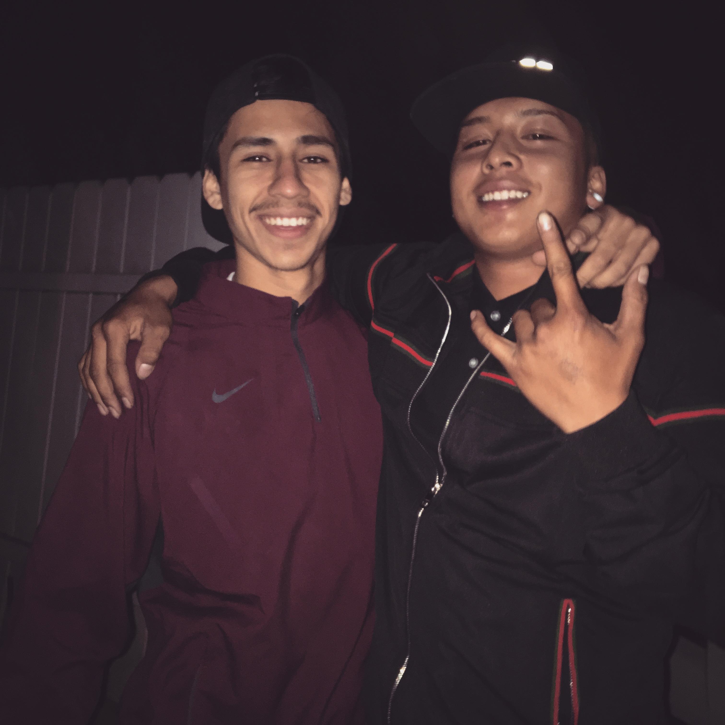Two men posing for a picture