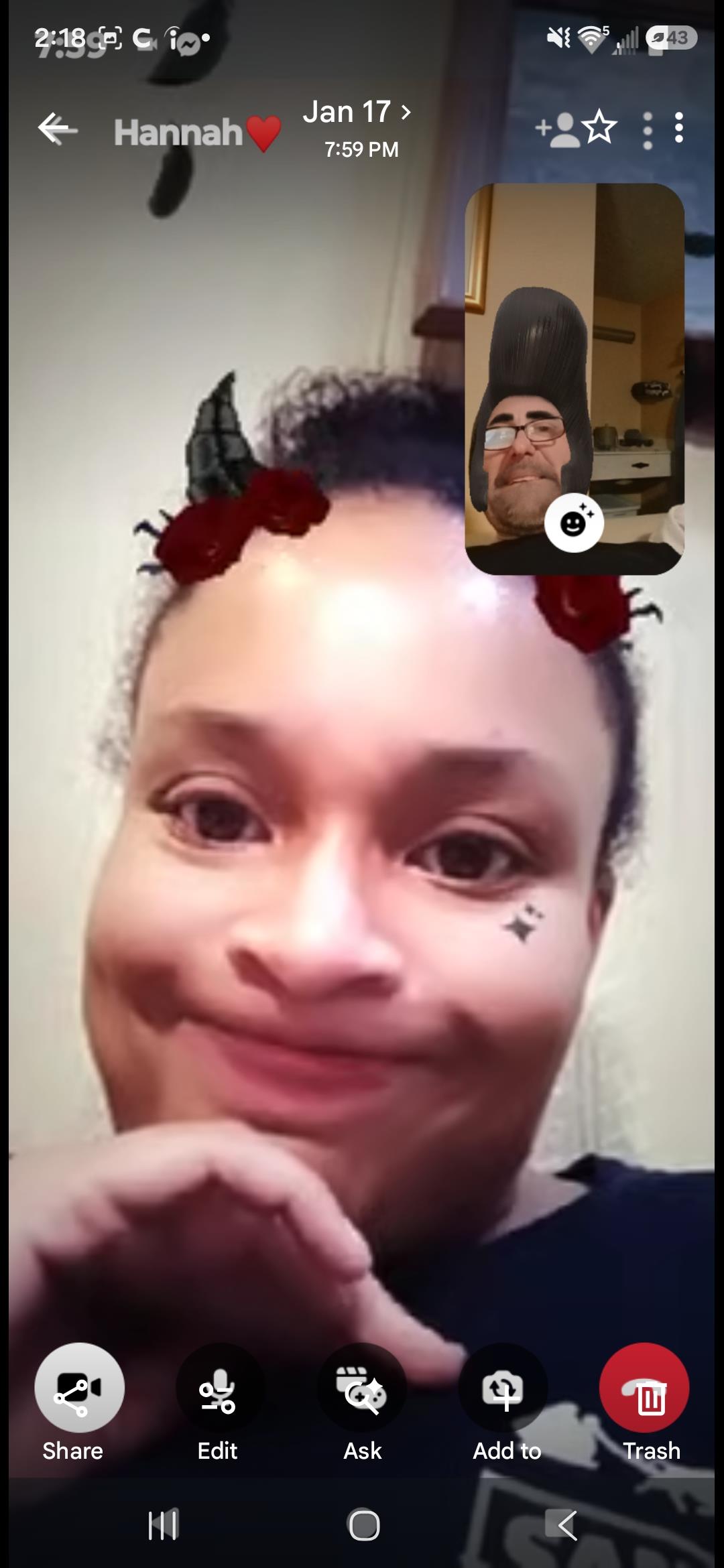 A woman with a face swap
