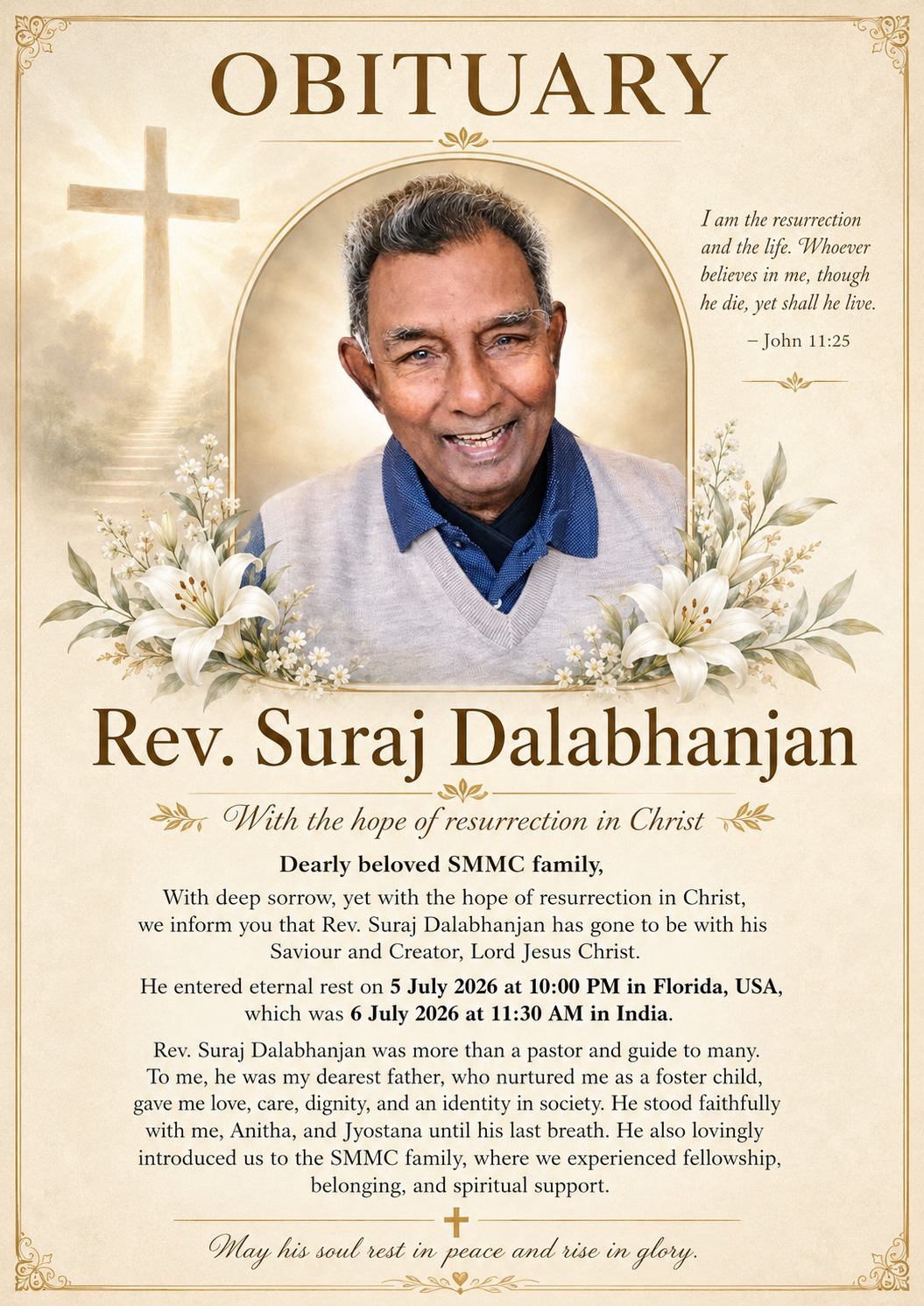 A man in a funeral service