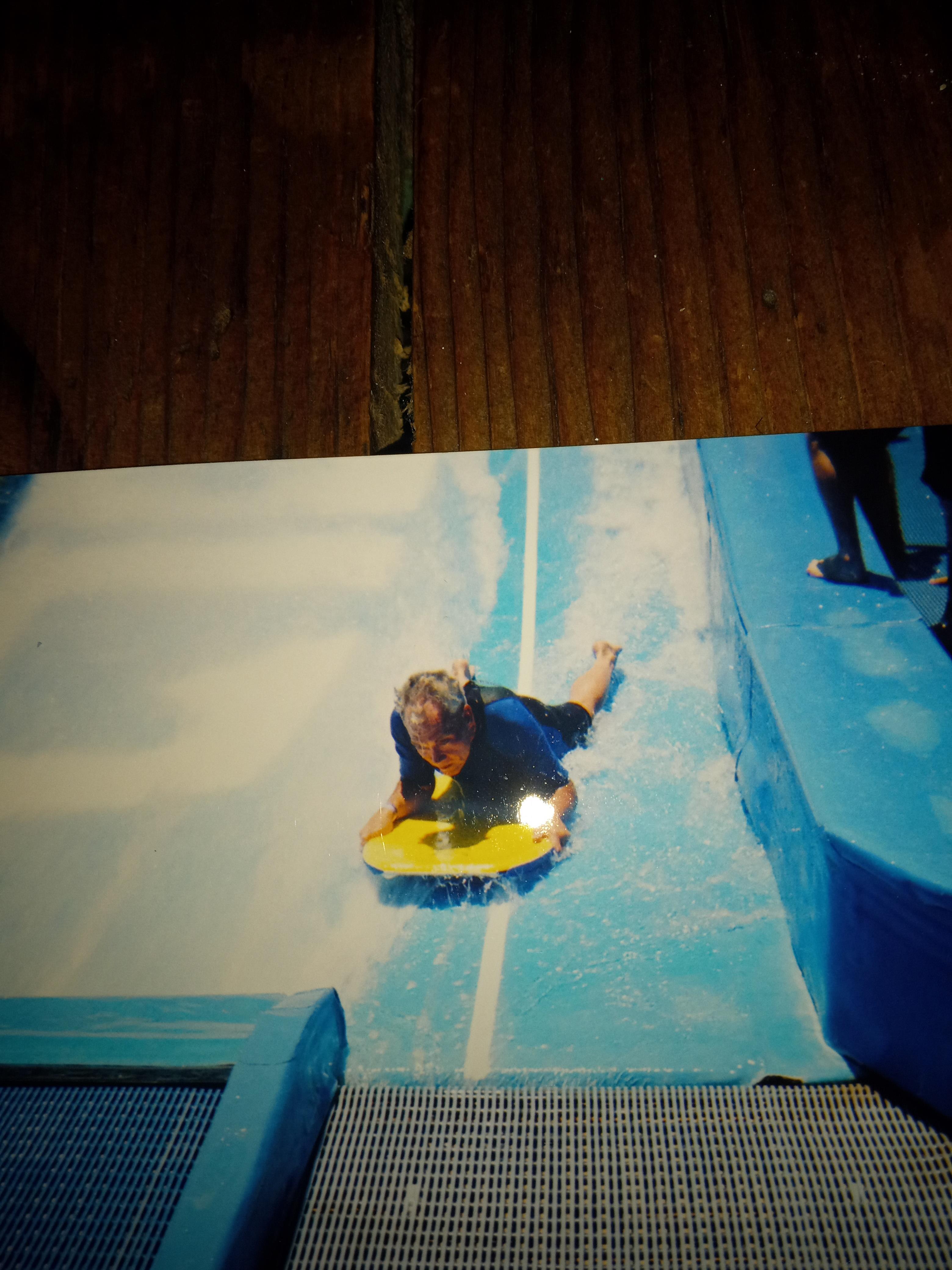 A man on a boogie board