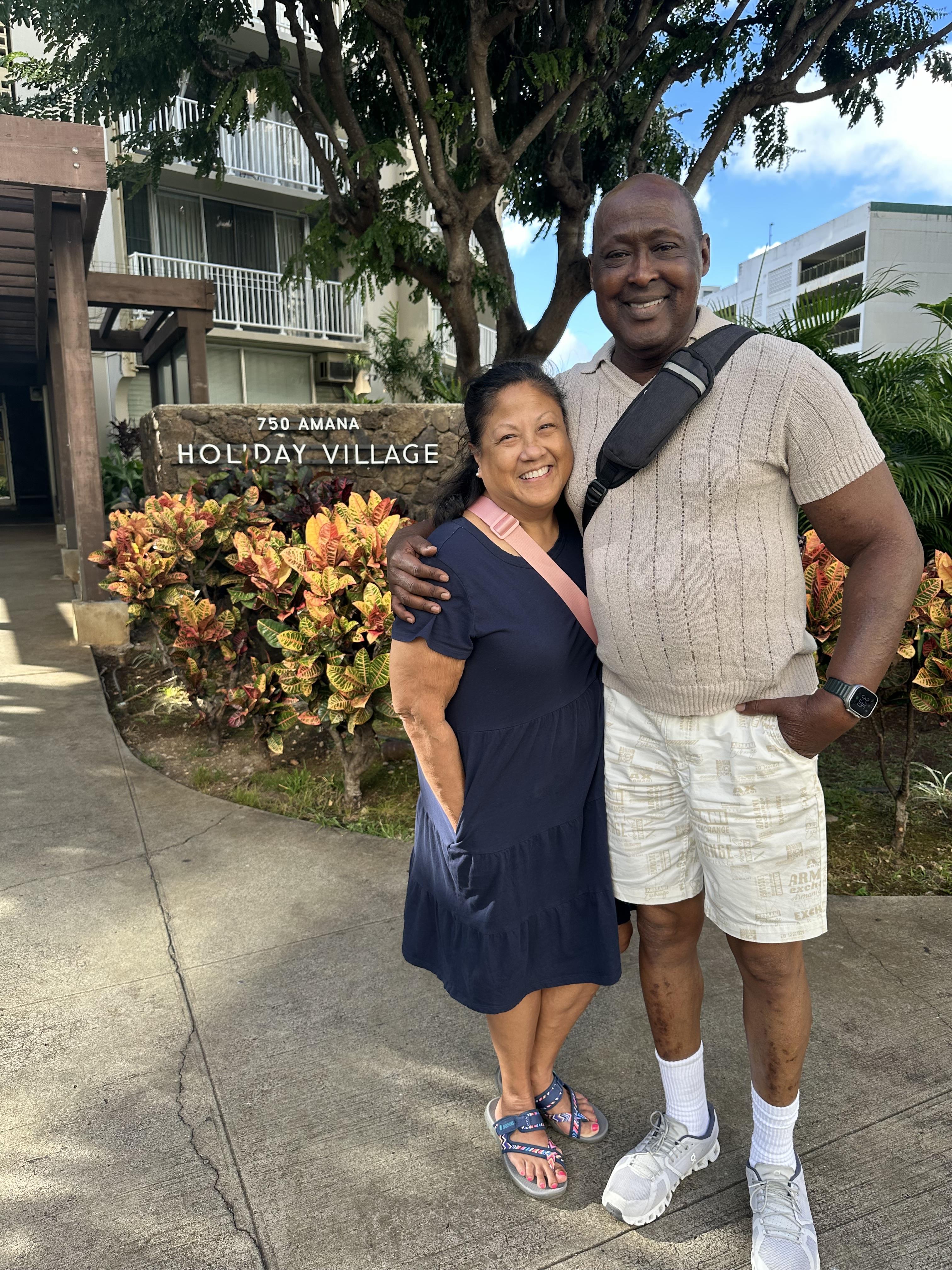 A man and woman standing together