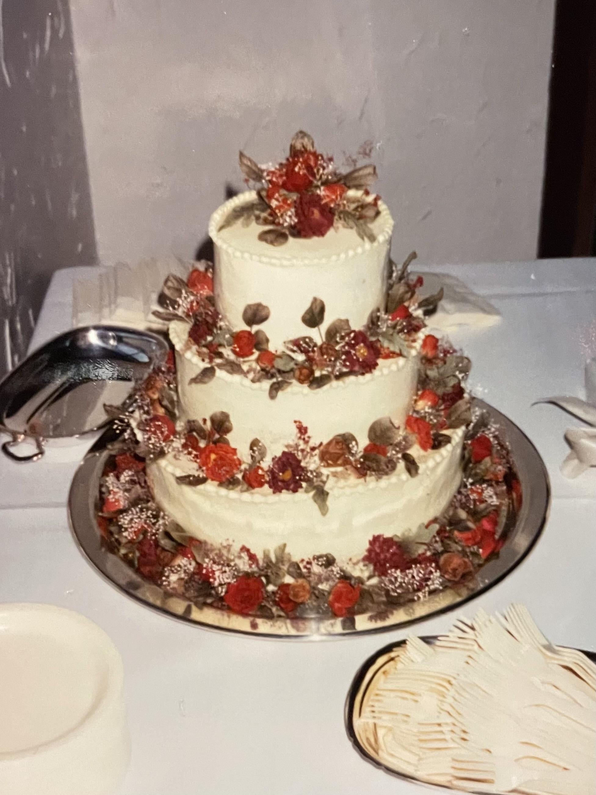 A cake with flowers on it