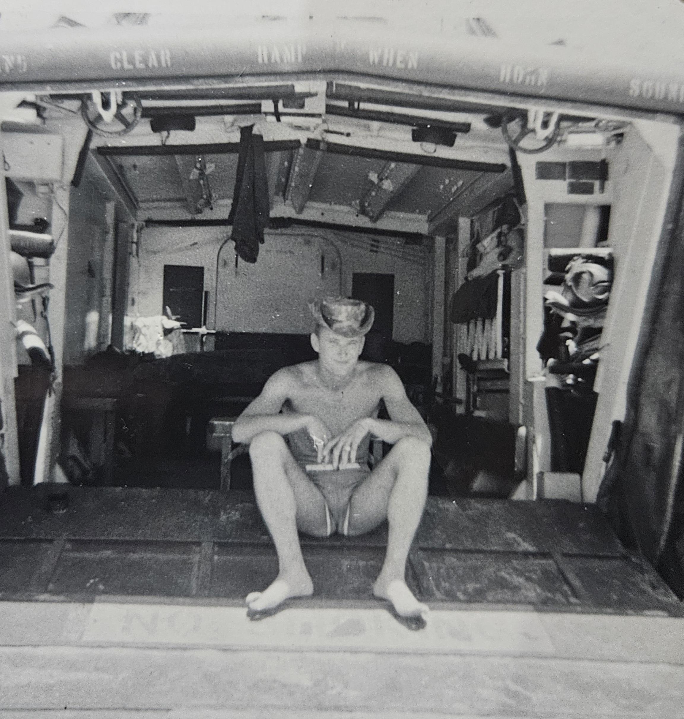 A man sitting in a van