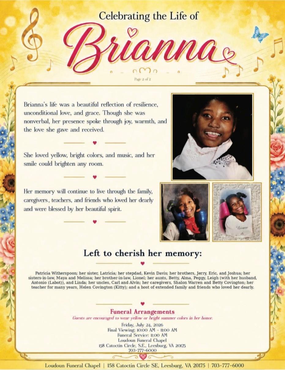 A page of a funeral arrangement