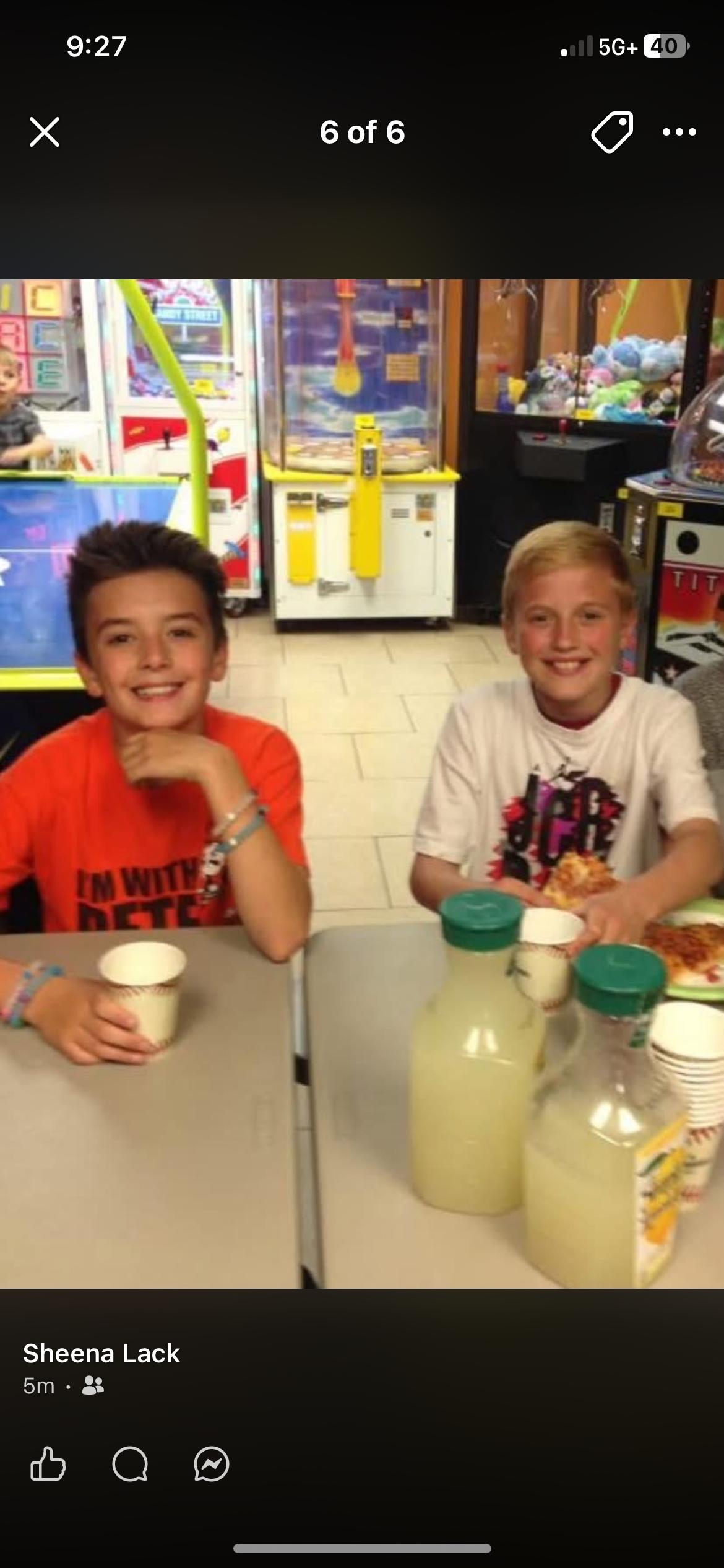 Two boys sitting at a table