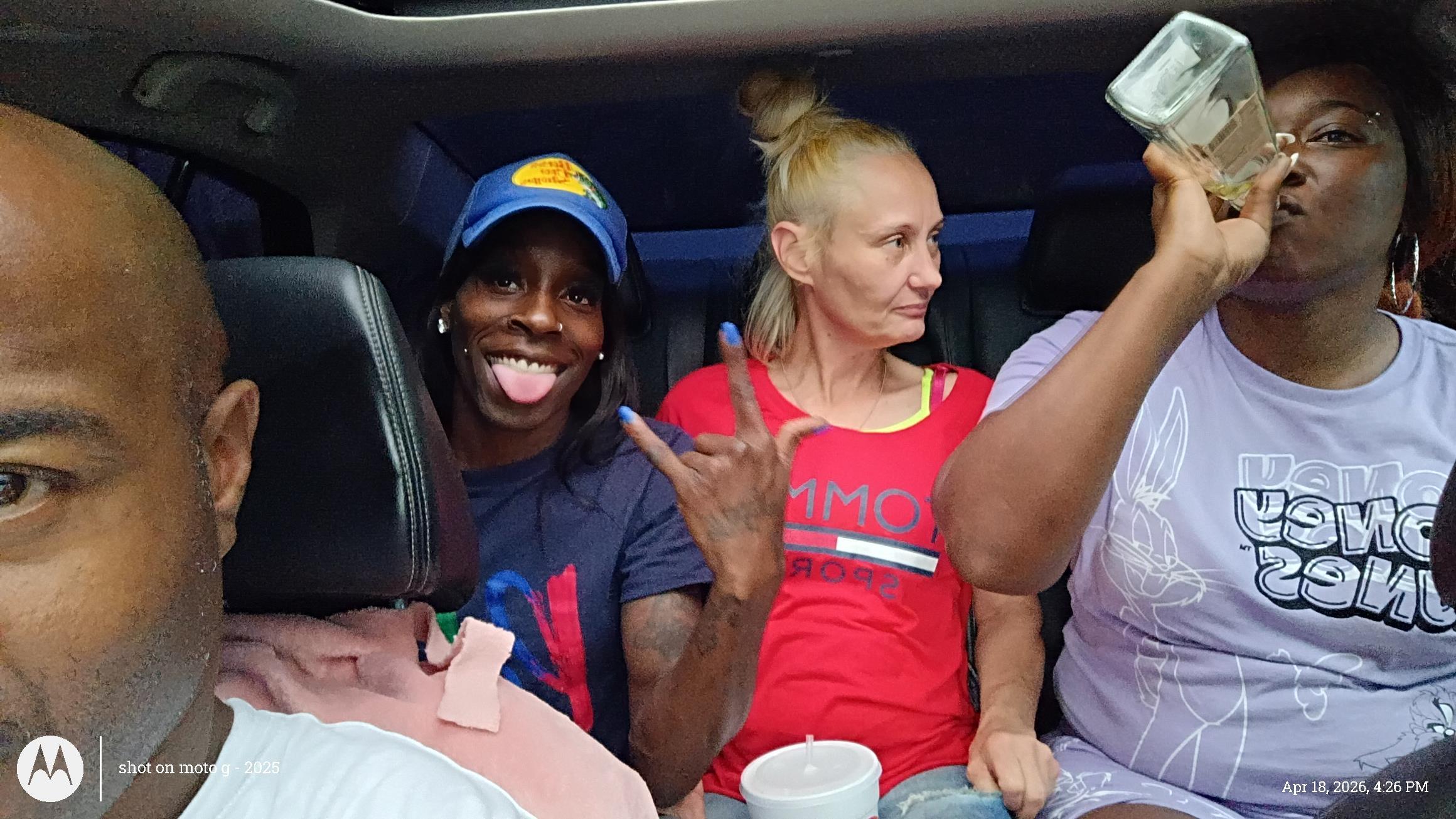 A group of people in a car