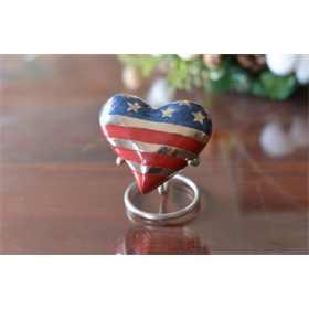 Patriotic Heart Keepsake Urn with Stand~ Patriotic Heart Keepsake Urn with Stand~