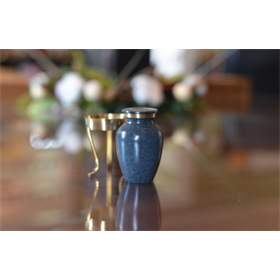 Navy Speckled Classic Metal Keepsake Urn~ Navy Speckled Classic Metal Keepsake Urn~