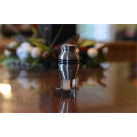 Brushed Silver with Black Bands Keepsake Urn~ Brushed Silver with Black Bands Keepsake Urn~