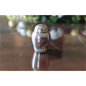 Terry Bear Keepsake Urn with Pink Filigree~ Terry Bear Keepsake Urn with Pink Filigree~