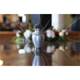 Light Grey with Black Keepsake Urn with Silver Glitter~ Light Grey with Black Keepsake Urn with Silver Glitter~