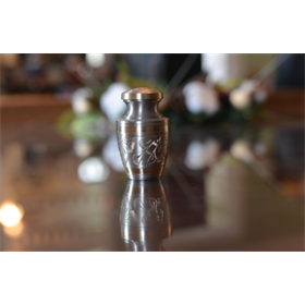 Silver engraved keepsake Urn~ Silver engraved keepsake Urn~