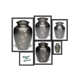 Slate Urn with Silver Color Pawprint