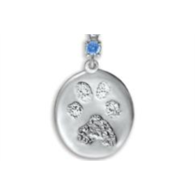 Custom Print Charm With Single Stone Ball-Paw Print Custom Print Charm With Single Stone Ball-Paw Print