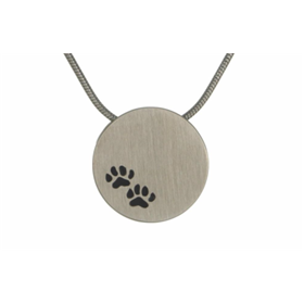 Round Pendant With Paws - Pewter Round Pendant With Paws - Pewter