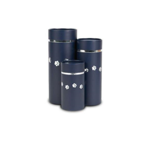 Blue Scattering Tube Urn with Paw Prints Blue Scattering Tube Urn with Paw Prints