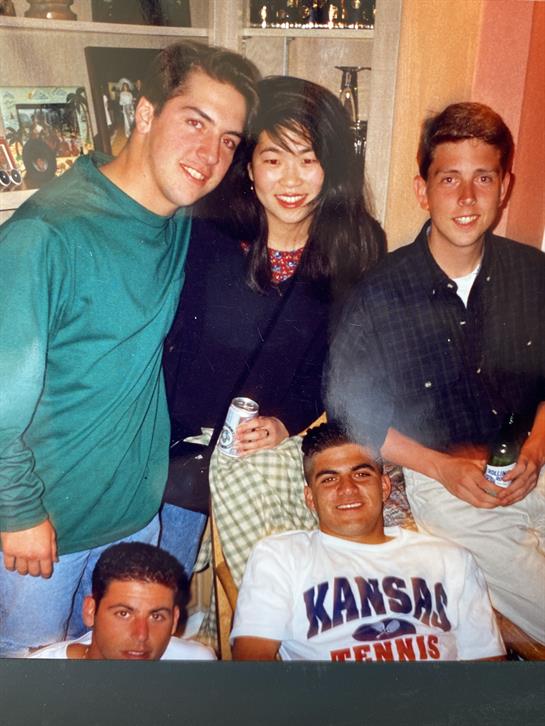 Jonny and friends at a party, December 1993